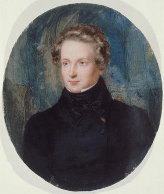 Jean Alaux - Portrait de Victor Hugo sur fond de NotreDame de Reims.webp