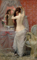 Young woman nude styling her hair in an interior - Jean André Rixens — artwork view