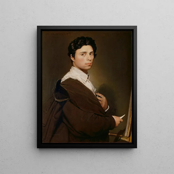 Self-portrait at twenty-four years - Jean-Auguste-Dominique Ingres — framed artwork on a wall