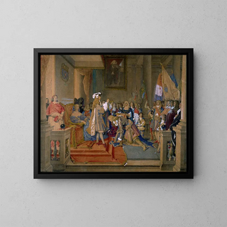 The Marshal of Berwick receiving the Order of the Golden Fleece - Jean-Auguste-Dominique Ingres — framed artwork on a wall