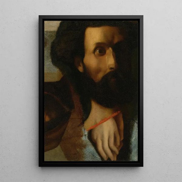 Sketch of the head and hands of Saint John for Jesus giving Saint Peter the keys to heaven - Jean-Auguste-Dominique Ingres — framed artwork on a wall