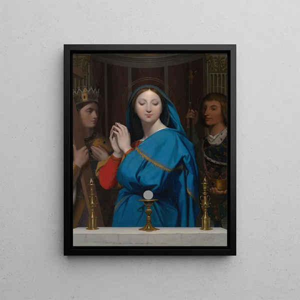 La Vierge adorant l'hostie - Jean-Auguste-Dominique Ingres — framed artwork on a wall