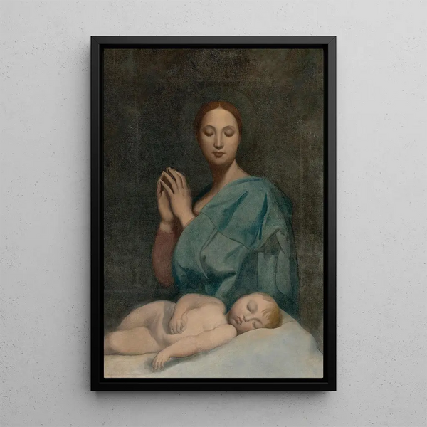 The Virgin with the Sleeping Child Jesus - Jean-Auguste-Dominique Ingres — framed artwork on a wall