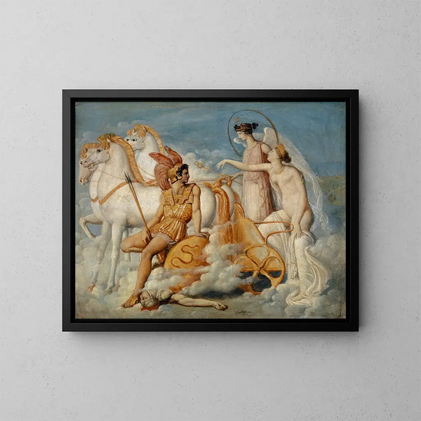 Venus wounded by Diomedes returns to Olympus - Jean-Auguste-Dominique Ingres — framed artwork on a wall