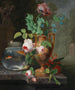 Still life with flowers in a vase and a goldfish bowl - Jean Baptiste Berré — artwork view