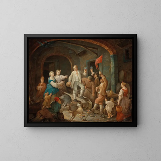 a tumultuous scene in a tavern - Jean Baptiste Charpentier II — framed artwork on a wall