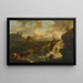 a horse and cows near a turbulent river - Jean Baptiste De Roy — framed artwork on a wall