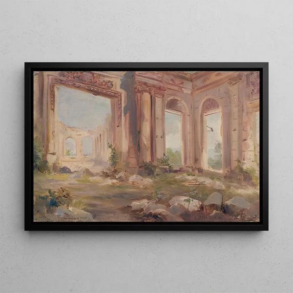 the Château de Saint-Cloud in ruins, the guard room - Jean Baptiste Edmond Allouard — framed artwork on a wall