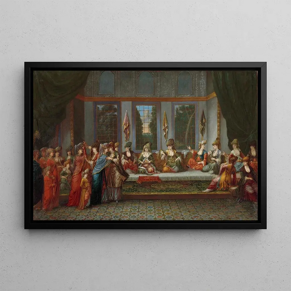 Greek marriage painting - Jean-Baptiste Vanmour — framed artwork on a wall