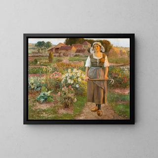 Young girl in the garden - Jean Beauduin — framed artwork on a wall