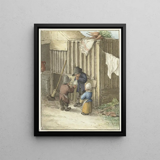 Jean Bernard - Drie kinderen spelend met een varkensblaas.webp