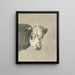 Head of a cow with a ring in its nose seen from the front - Jean Bernard — framed artwork on a wall