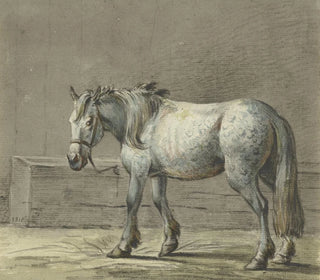 a standing horse in a stable, viewed from the left - Jean Bernard — artwork view