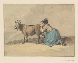 Woman handling a goat - Jean Bernard — artwork view