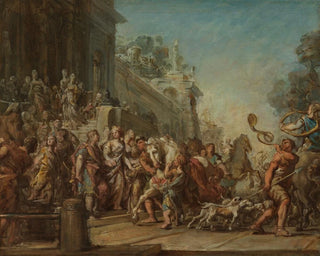 The Departure of Dido and Aeneas for the Hunt - Jean-Bernard Restout — artwork view