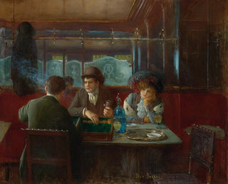 Le backgammon au café - Jean Béraud — artwork view