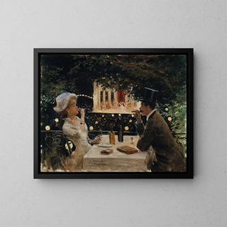 Dinner at the Ambassadors - Jean Béraud — framed artwork on a wall