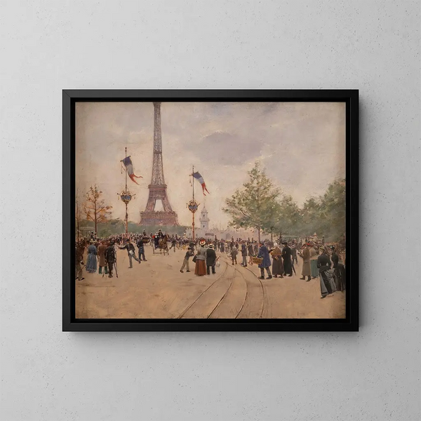 the Entrance to the 1889 World's Fair - Jean Béraud — framed artwork on a wall