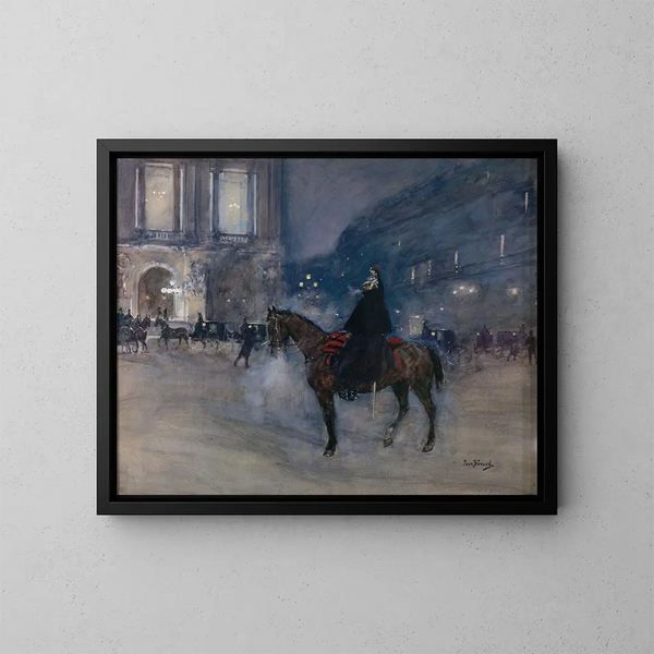 Opera Facade on a Gala Evening - Jean Béraud — framed artwork on a wall