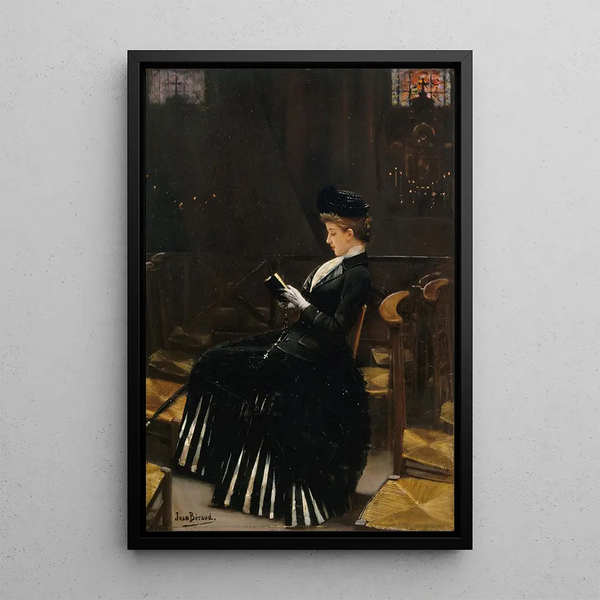 Woman in Prayer - Jean Béraud — framed artwork on a wall
