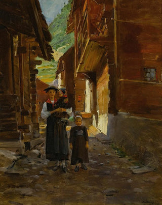Jean Braud - Jeune Femme Et Enfants Dans Un Paysage De Montagne.webp