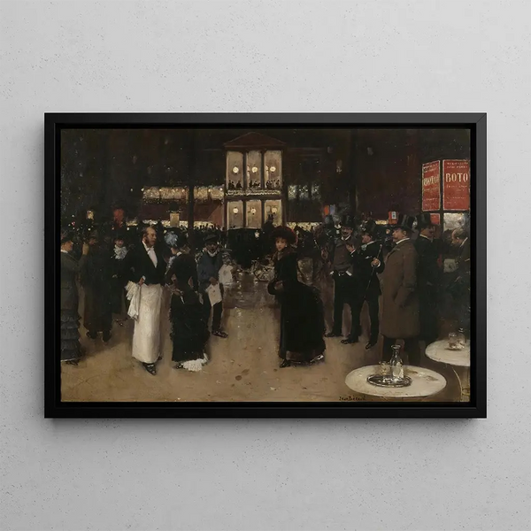 Le boulevard Montmartre la nuit devant le théâtre des Variétés - Jean Béraud — framed artwork on a wall