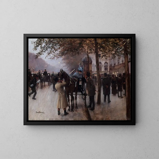 Le boulevard des Capucines le soir devant le Café Napolitain - Jean Béraud — framed artwork on a wall