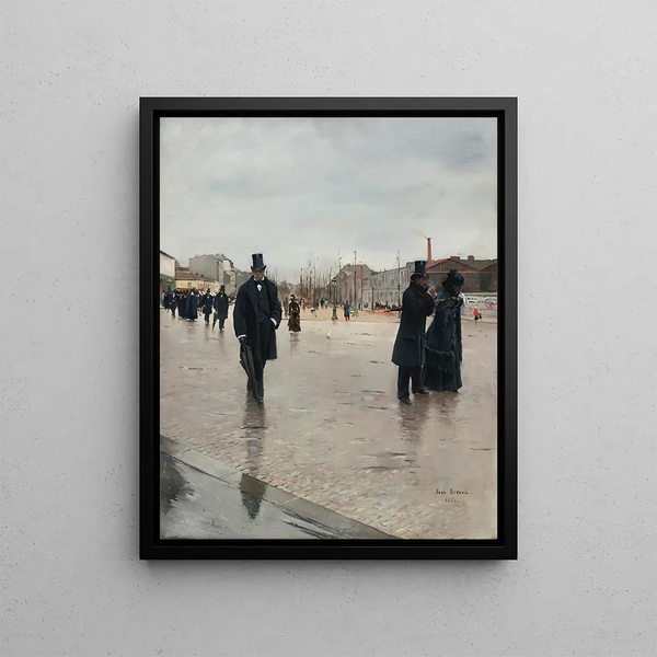 Leaving the Montmartre Cemetery - Jean Béraud — framed artwork on a wall