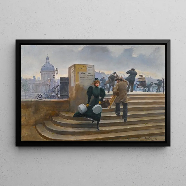 Modiste sur le Pont des Arts - Jean Béraud — framed artwork on a wall