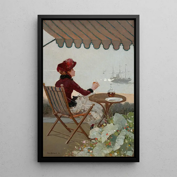 Café en bord de mer - Jean Béraud — framed artwork on a wall