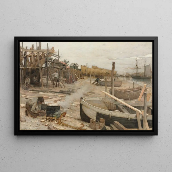The Naval Construction Site - Jean-Charles Cazin — framed artwork on a wall