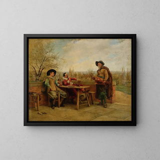 Spring on the Terrace - Jean-Charles Meissonier — framed artwork on a wall