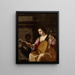 a Woman Playing the Lute - Jean Daret — framed artwork on a wall