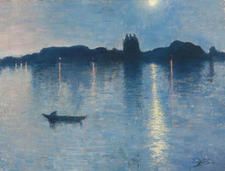 The lake in the moonlit clearing - Jean Delville — artwork view