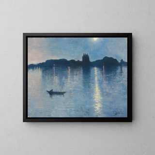 The lake in the moonlit clearing - Jean Delville — framed artwork on a wall