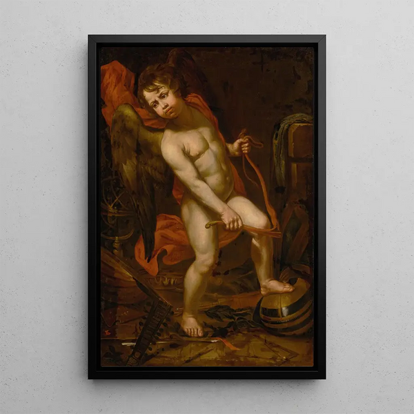 Cupidon brisant son arc - Jean Ducamps — framed artwork on a wall