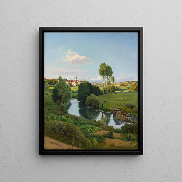 La Saône at the bottom of Lironcourt Vosges - Jean Ferdinand Monchablon — framed artwork on a wall