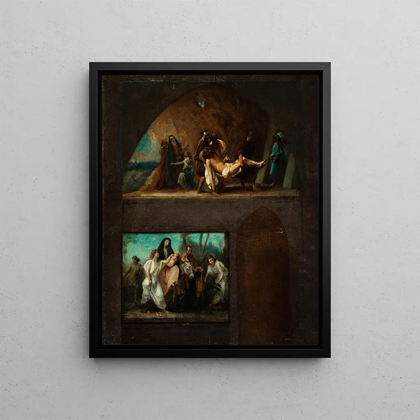 Fuite en Égypte et mise au tombeau - Jean François Gigoux — framed artwork on a wall