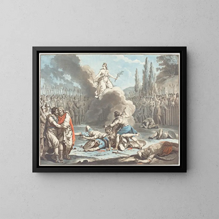 The Combat of the Horatii and the Curiatii - Jean François Janinet — framed artwork on a wall