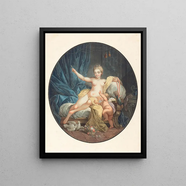 Venus disarming love - Jean François Janinet — framed artwork on a wall