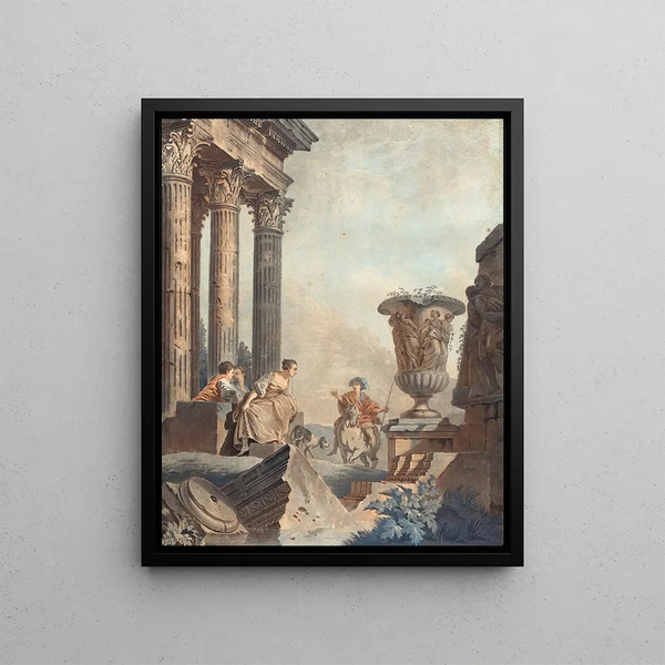 Vestiges d'un temple en Grèce - Jean François Janinet — framed artwork on a wall