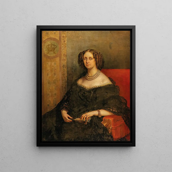 Portrait painting of Louise of Orléans, Queen of Belgium, Palermo 1812-1850, Ostend - Jean François Portaels — framed artwork on a wall