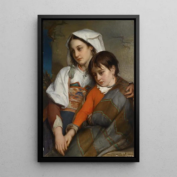 Sisters - Jean François Portaels — framed artwork on a wall