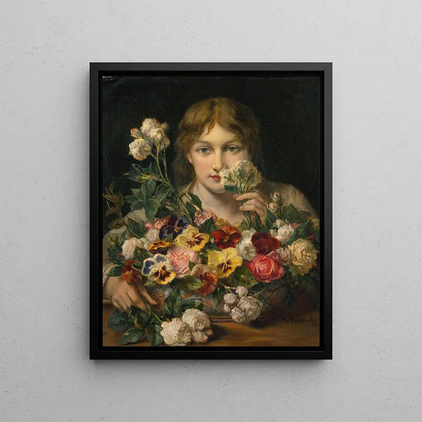 Gentle Flowers - Jean François Portaels — framed artwork on a wall