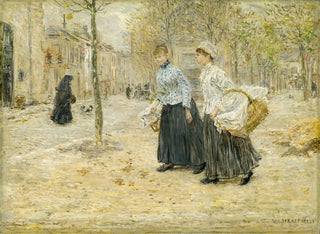 Deux laveuses traversant un petit parc à Paris - Jean François Raffaëlli — artwork view