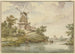 Petit fleuve sur les rives duquel se trouvent deux moulins à vent - Jean Georges Teissier — artwork view