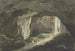 a painter walking with his drawing board in a cave closed by a massive door - Jean Grandjean — artwork view