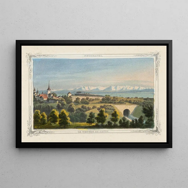 Neuchâtel, le trou du Seyon - Jean Henri Baumann — framed artwork on a wall