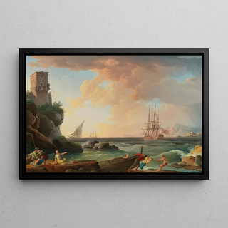 Scene of port - Jean Henry d'Arles — framed artwork on a wall