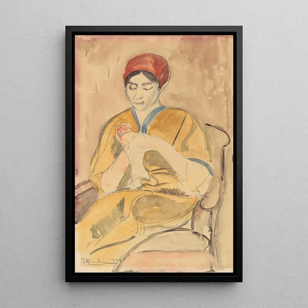 La tricoteuse - Jean Hippolyte Marchand — framed artwork on a wall